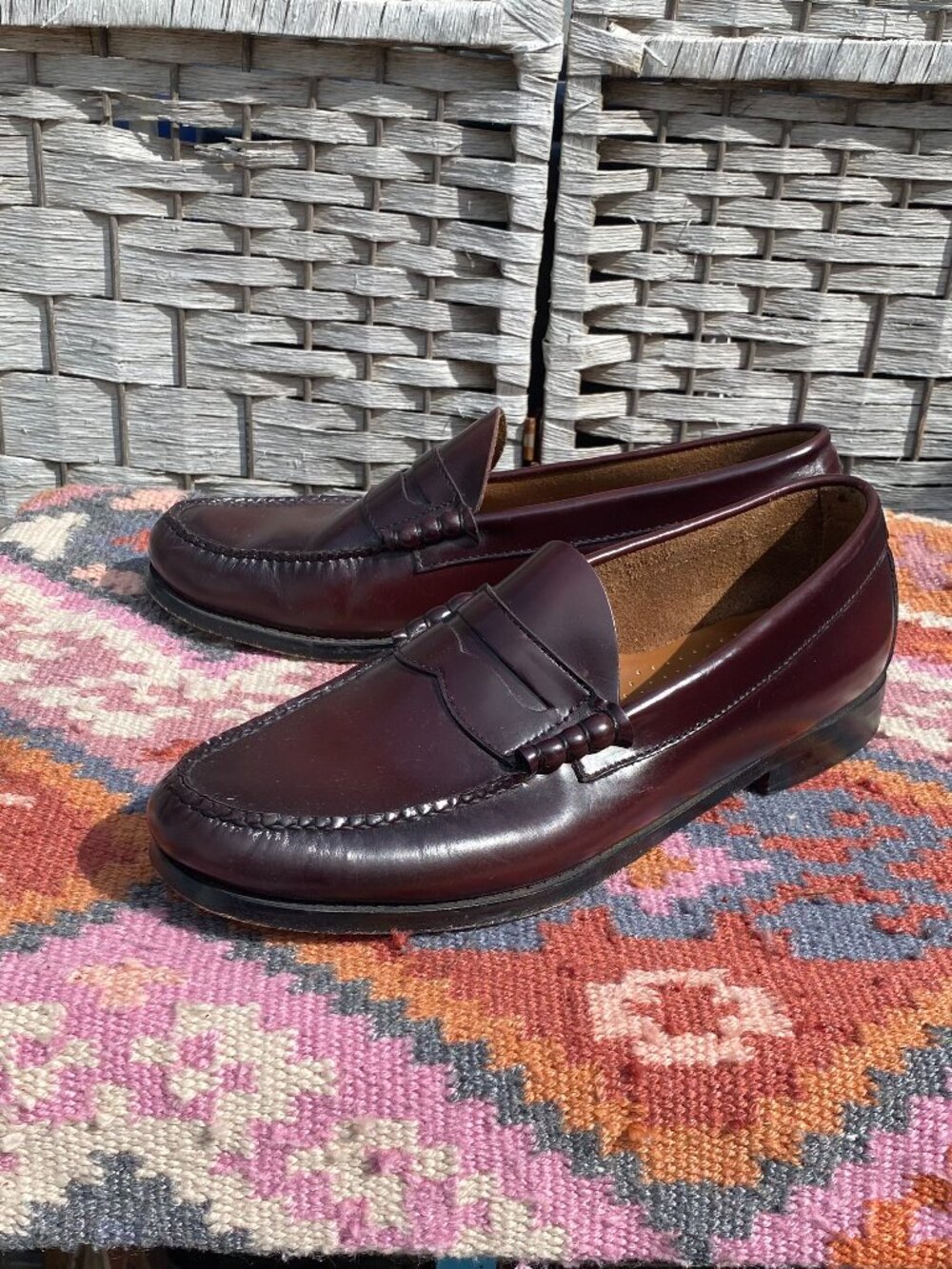 90s G.H. Bass Burgundy Oxblood Cordovan Leather Penny Loafers Shoes